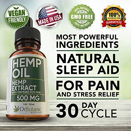DrBotanic Nutrition Hemp Oil 500mg Drops Rich in Omega 3-6-9 Help...