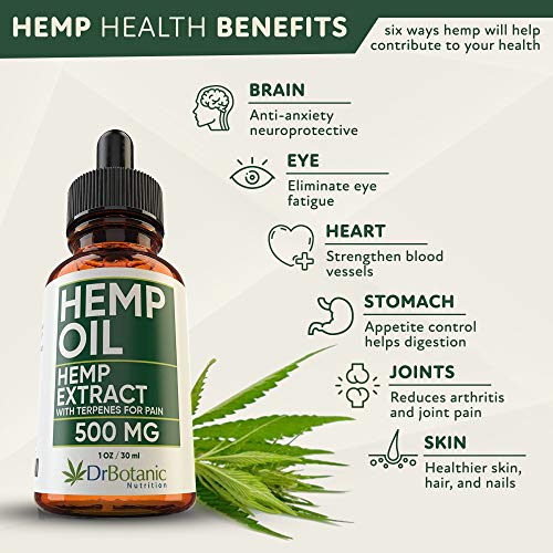 DrBotanic Nutrition Hemp Oil 500mg Drops Rich in Omega 3-6-9 Help...