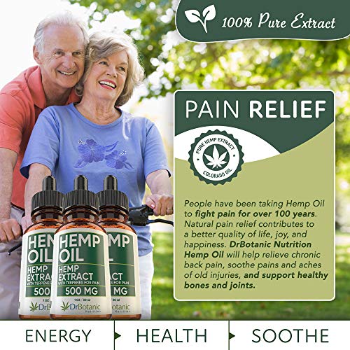 DrBotanic Nutrition Hemp Oil 500mg Drops Rich in Omega 3-6-9 Help...