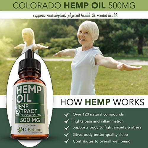 DrBotanic Nutrition Hemp Oil 500mg Drops Rich in Omega 3-6-9 Help...