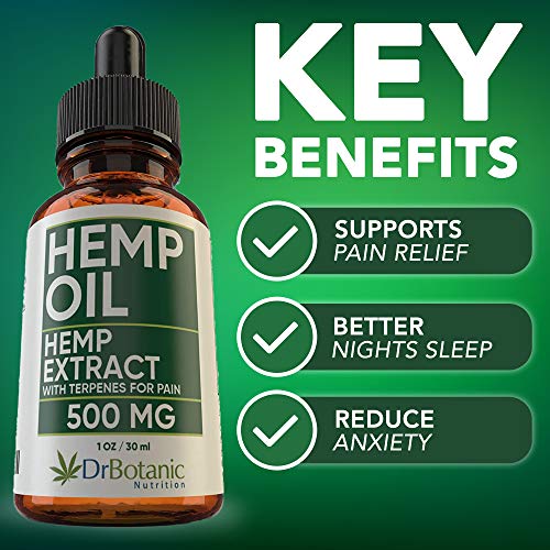 DrBotanic Nutrition Hemp Oil 500mg Drops Rich in Omega 3-6-9 Help...