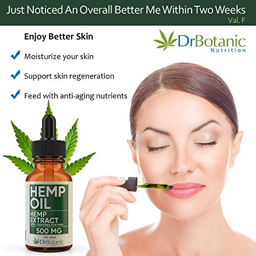 DrBotanic Nutrition Hemp Oil 500mg Drops Rich in Omega 3-6-9 Help...