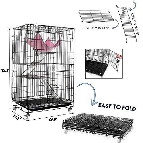 Movable Large cat cage, 3-Tier Metal Wire Pet Playpen,Luxury Thre...