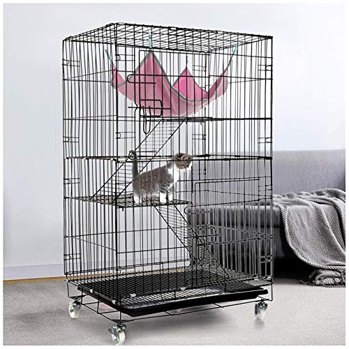 Movable Large cat cage, 3-Tier Metal Wire Pet Playpen,Luxury Thre...