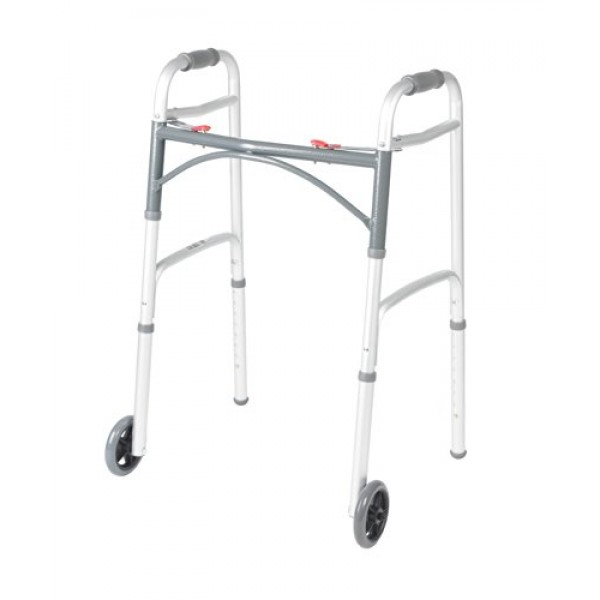 Drive Medical 10210-1 Deluxe Two Button Folding Walker with 5-Inc...