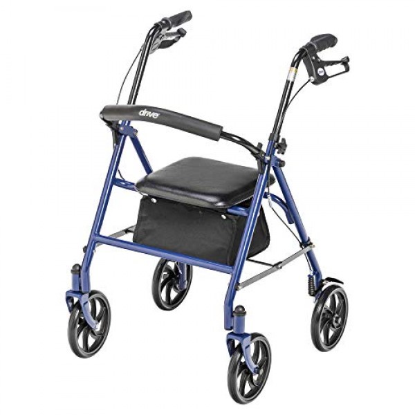 Drive Medical 10257BL-1 Four Wheel Walker Rollator with Fold Up R...