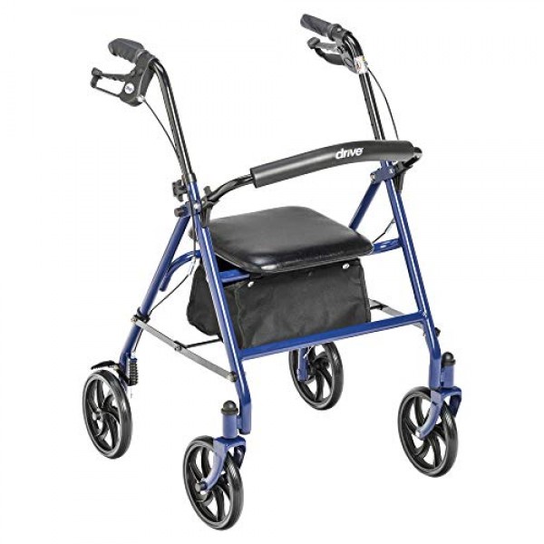Drive Medical 10257BL-1 Four Wheel Walker Rollator with Fold Up R...