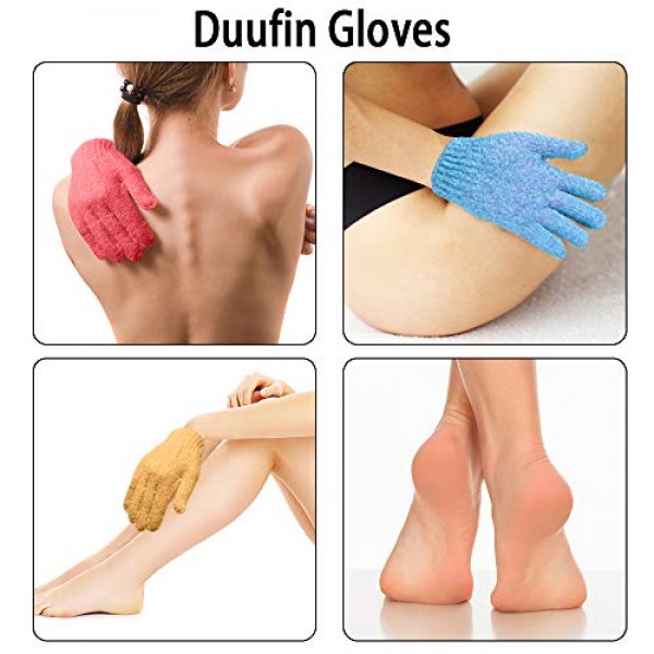 Duufin 14 Pairs Exfoliating Gloves Body Scrub Bath Gloves Exfolia...