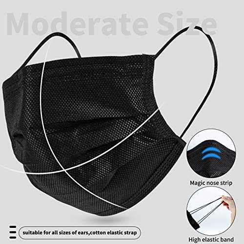 50 PCS Black Disposable Face Masks Breathable Dust Mask with Stre...