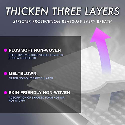 50 PCS Black Disposable Face Masks Breathable Dust Mask with Stre...