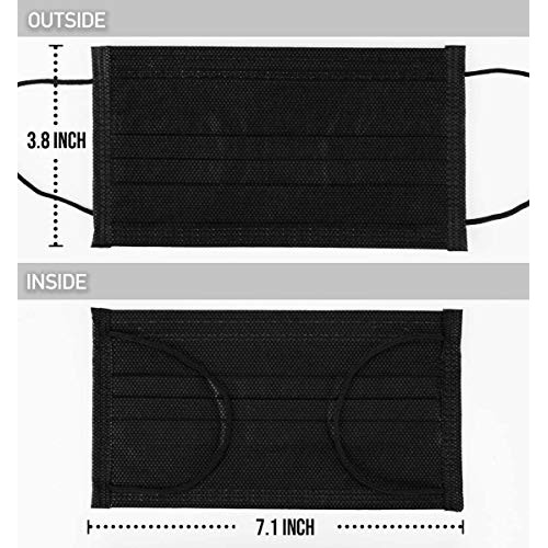 50 PCS Black Disposable Face Masks Breathable Dust Mask with Stre...
