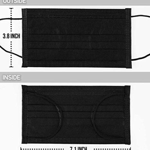 50 PCS Black Disposable Face Masks Breathable Dust Mask with Stre...