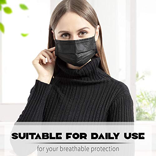 50 PCS Black Disposable Face Masks Breathable Dust Mask with Stre...