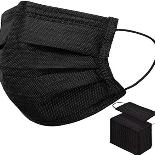 50 PCS Black Disposable Face Masks Breathable Dust Mask with Stre...