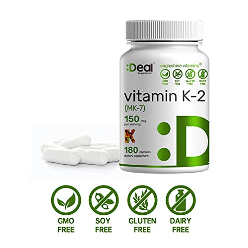 Eagleshine Vitamins Vitamin K2 MK-7 Menaquinone 150 mcg, 6 Months...