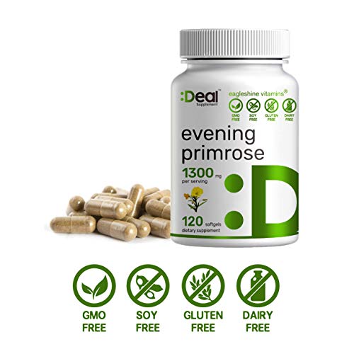 Evening Primrose Oil 1300mg Softgels, Standardized to 10% GLA Ga...