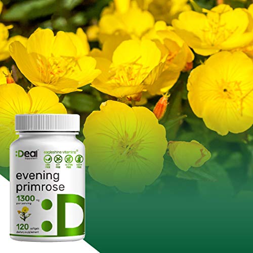 Evening Primrose Oil 1300mg Softgels, Standardized to 10% GLA Ga...