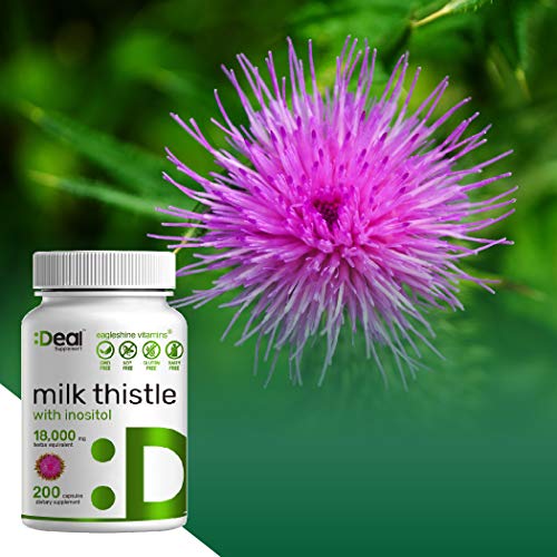 Milk Thistle Capsules - Milk Thistle Extract with Inositol, 200 C...