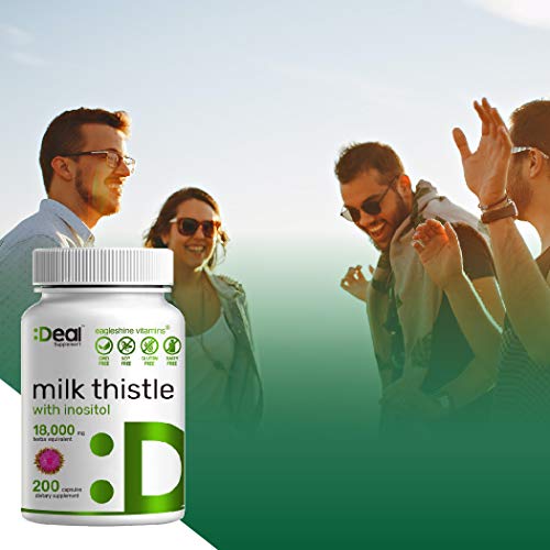 Milk Thistle Capsules - Milk Thistle Extract with Inositol, 200 C...