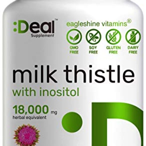 Milk Thistle Capsules - Milk Thistle Extract with Inositol, 200 C...