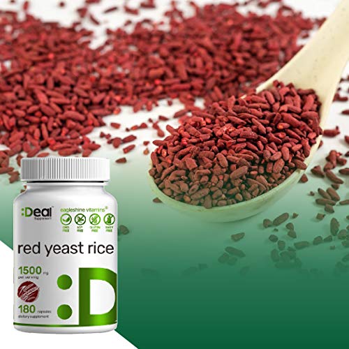 Red Yeast Rice 1500mg, 180 Capsules, Support Cardiovascular Healt...