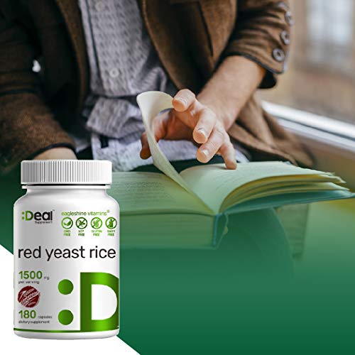 Red Yeast Rice 1500mg, 180 Capsules, Support Cardiovascular Healt...