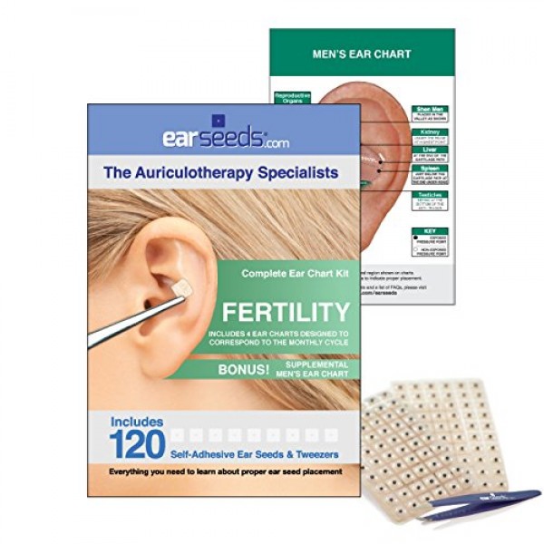 Fertility Ear Seed Kit- 120 Ear Seeds, Stainless Steel Tweezer