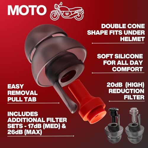 EARPEACE Moto - Motorcycle Ear Plugs Wind Noise Protection - Reus...