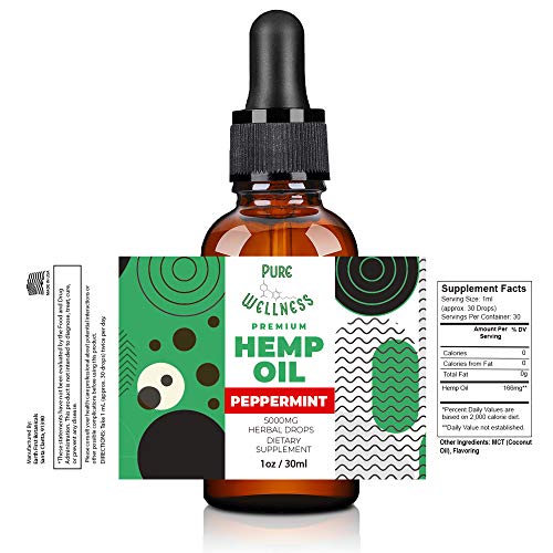 Hemp Oil 5,000mg 2-Pack Peppermint Hemp Oil Pure Hemp Oil and E...