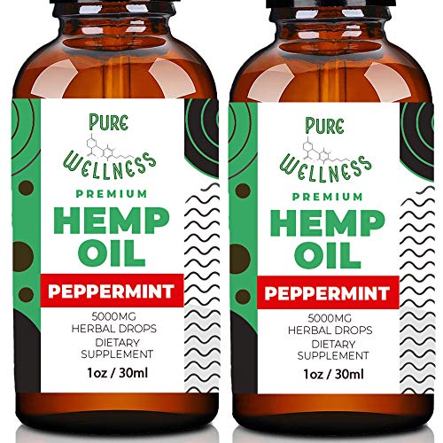 Hemp Oil 5,000mg 2-Pack Peppermint Hemp Oil Pure Hemp Oil and E...