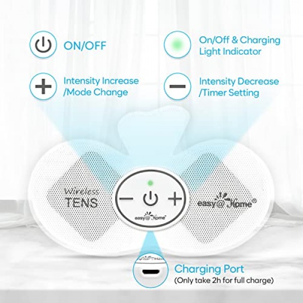 Easy@Home Rechargeable Compact Wireless TENS Unit - 510K Cleared,...