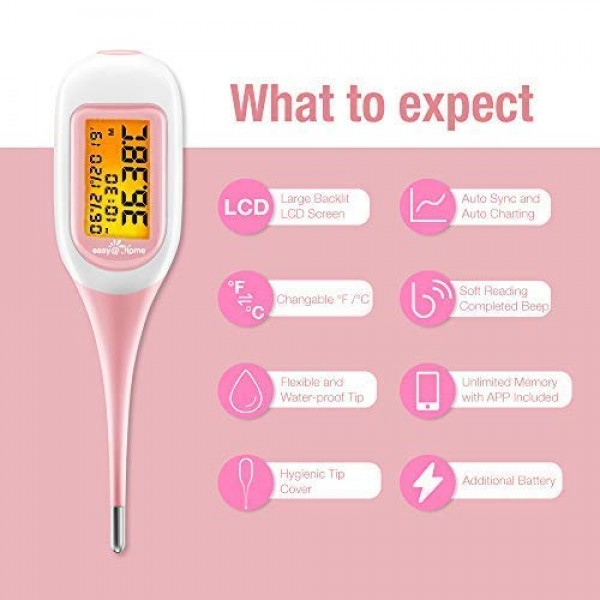 Easy@Home Smart Basal Thermometer, Large Screen and Backlit, FSA ...