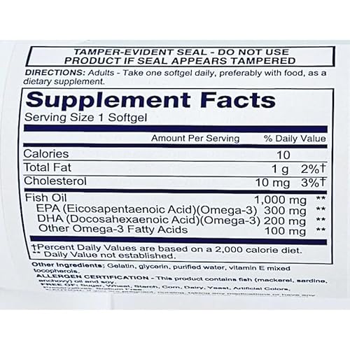High Potency Rugby 1000mg Natural Deep Sea Hiccupsless Fish Oil O...