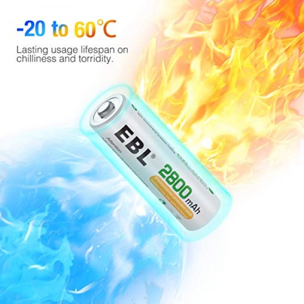 EBL AA Rechargeable Batteries 2800mAh Ready2Charge Quality AA Bat...