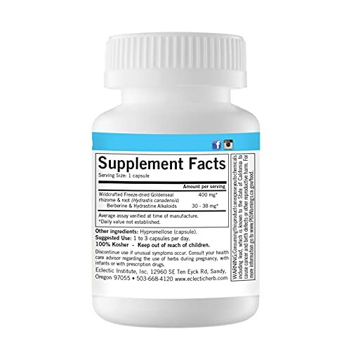 Eclectic Institute Goldenseal Root 400mg Fdu 50