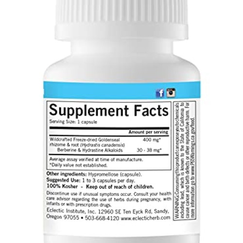 Eclectic Institute Goldenseal Root 400mg Fdu 50