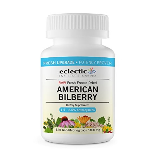 Eclectic Institute Raw Fresh Freeze-Dried Bilberry, 120 Non-GMO 4...