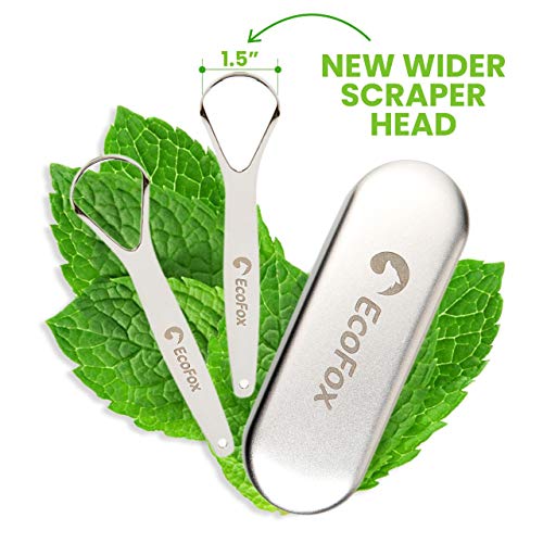 Tongue Scraper 2 Pack with Case | Reduce Bad Breath Medical Gr...