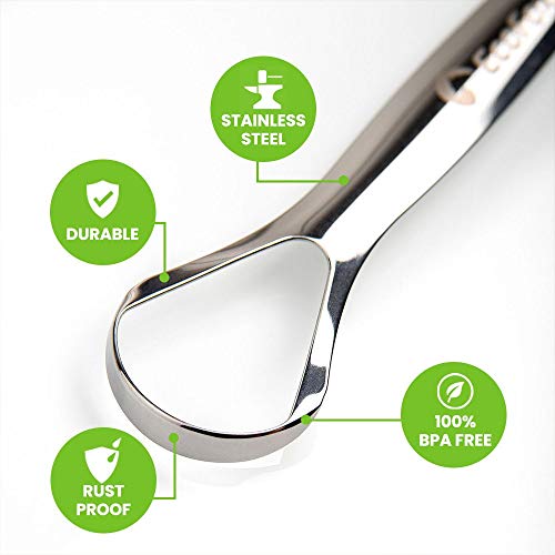 Tongue Scraper 2 Pack with Case | Reduce Bad Breath Medical Gr...