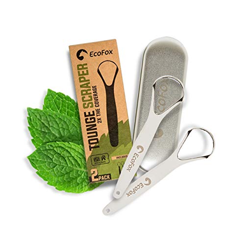 Tongue Scraper 2 Pack with Case | Reduce Bad Breath Medical Gr...