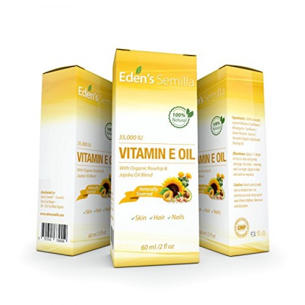 100% Plant Extract Vitamin E Oil 35,000 IU + Organic Rosehip & Jo...