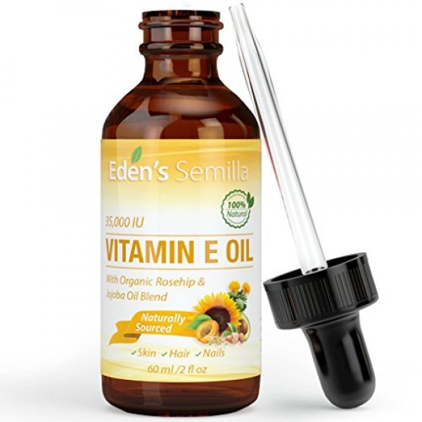 100% Plant Extract Vitamin E Oil 35,000 IU + Organic Rosehip & Jo...