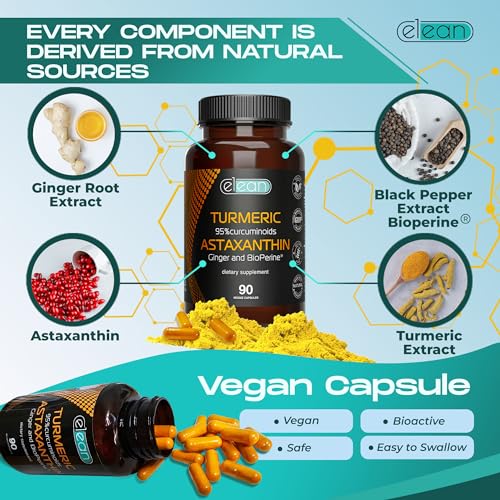 ELEAN Turmeric Supplement, Ginger, Astaxanthin, Black Pepper for ...