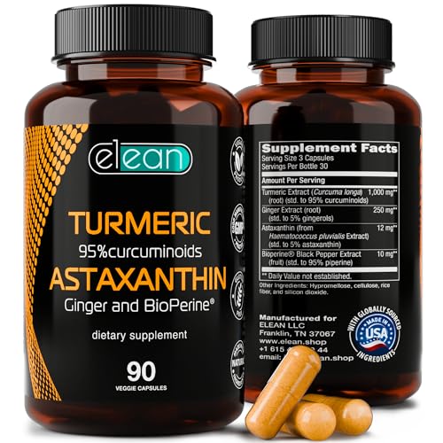 ELEAN Turmeric Supplement, Ginger, Astaxanthin, Black Pepper for ...