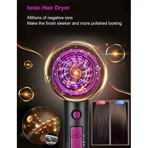Hair Dryer Ionic, Elegant Life 1800W Professional Blow Dryer Buil...
