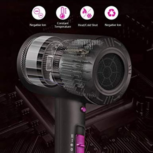 Hair Dryer Ionic, Elegant Life 1800W Professional Blow Dryer Buil...