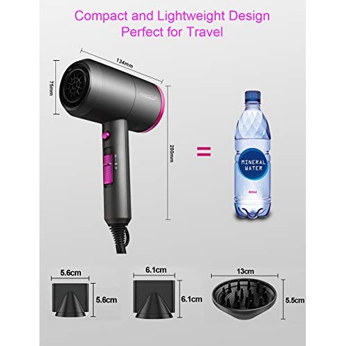 Hair Dryer Ionic, Elegant Life 1800W Professional Blow Dryer Buil...