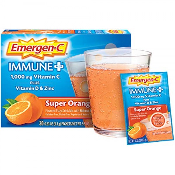 Emergen-C Immune+ 1000mg Vitamin C Powder, with Vitamin D, Zinc, ...