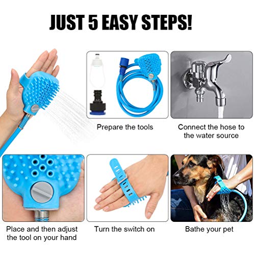Emoly Pet Shower Kit, 2 in 1 Pet Bathing Tool Shower Sprayer, Adj...