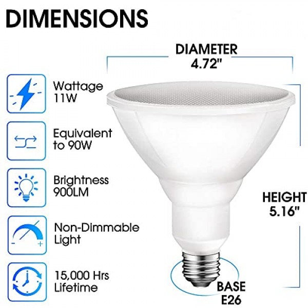 PAR38 LED Flood Outdoor Light Bulb, 3000K Warm White, 90W Equival...